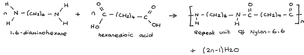 Formation of nylon-6,6 from the same monomer unit.