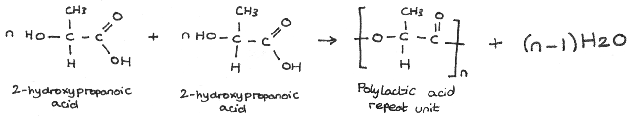 Formation of PLA from the same monomer unit.